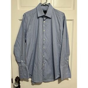 16 32/33 Mens Blue David Donahue Button Down Shirt